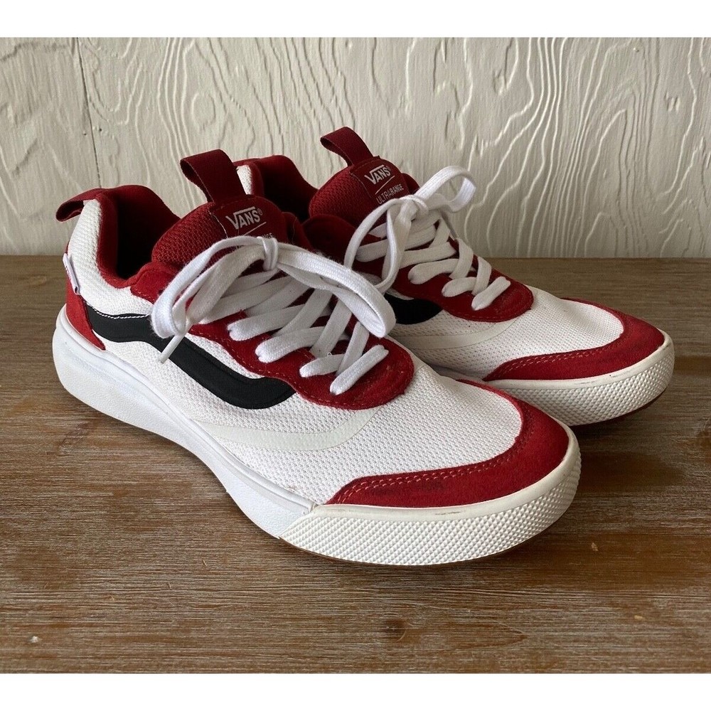 Vans Women's Red and White Sneakers
